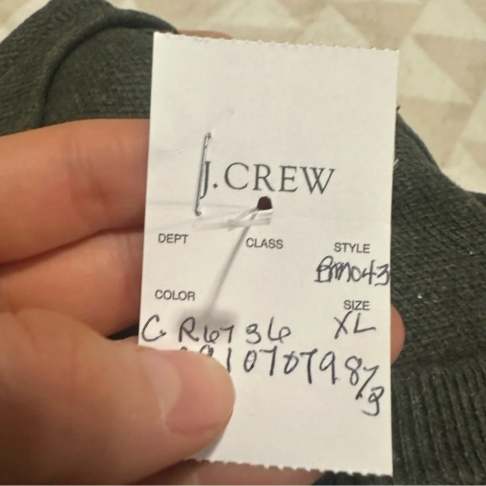 J crew Cotton piqué-stitch crewneck sweater heather moss